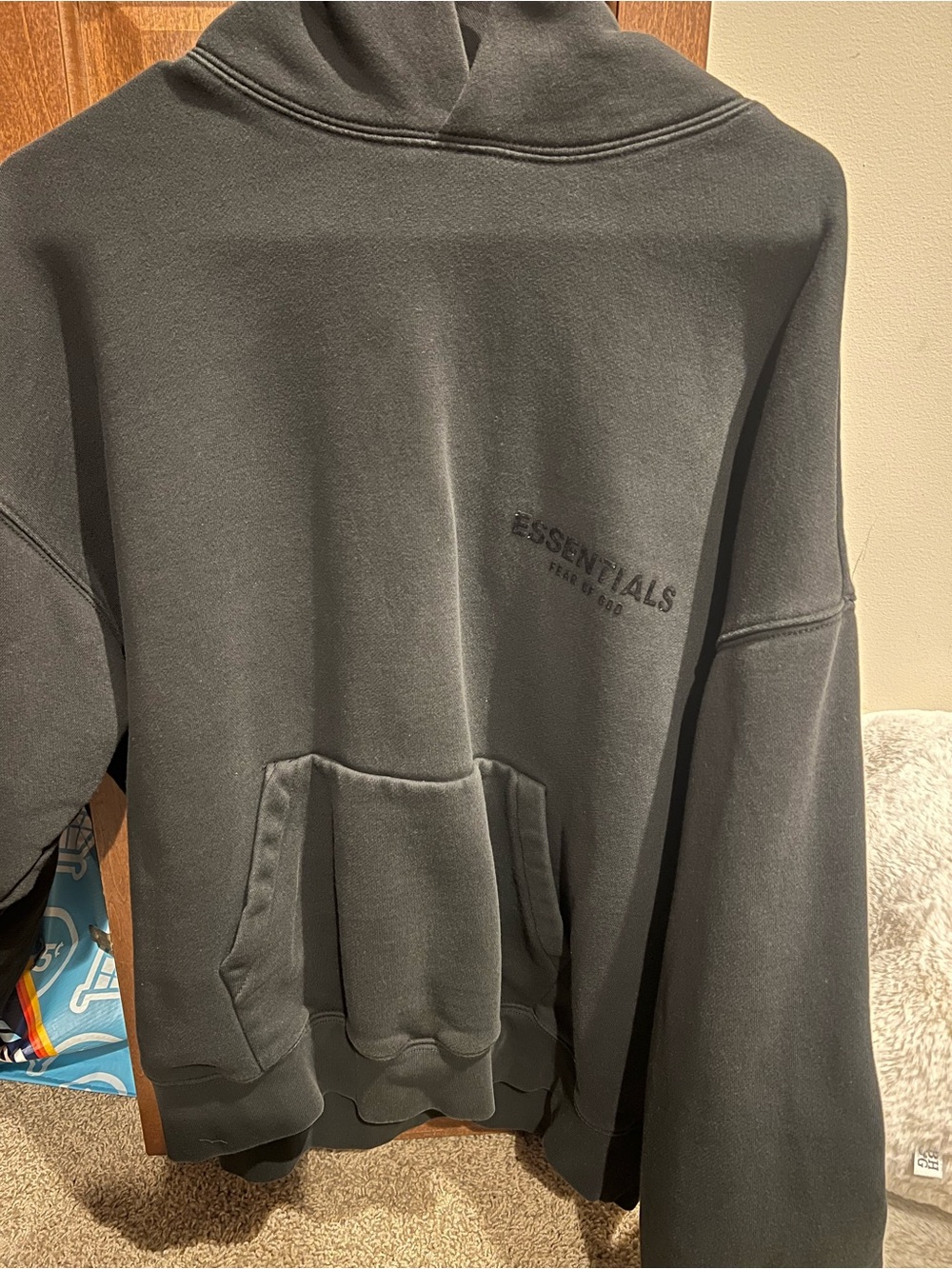 Fear of God Essentials Charcoal Black Crewneck Hoodie